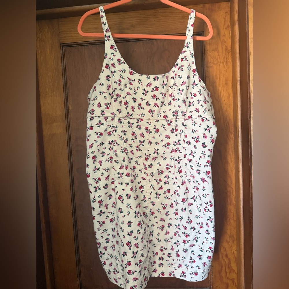 No Boundaries White Mini Dress with Pink Floral Print